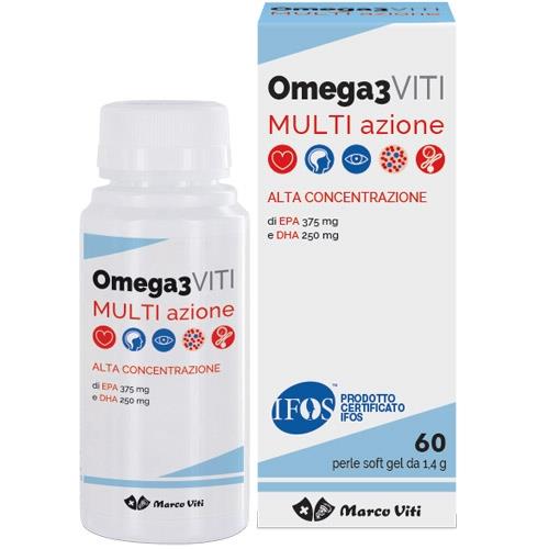 OMEGA 3 VITI MULTI AZIONE 60 PERLE _ Integratore alimentare ricco di omega 3 utili al mantenimento delle normali funzioni cerebrali e visive 
